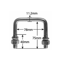 2 - 3" x 4" Galvanised U-Bolt 1/2" (76mm x 102mm) suits 75x75 drawbar