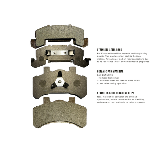 BRAKE PADS STAINLESS STEEL BACK SUIT TIE DOWN USA CALIPERS