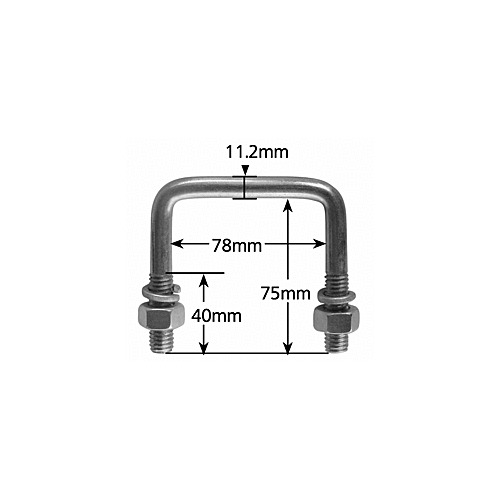 2 - 3" x 4" Galvanised U-Bolt 1/2" (76mm x 102mm) suits 75x75 drawbar