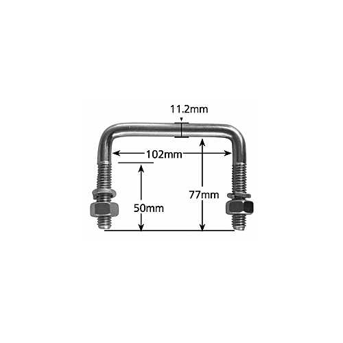 2 - 4" x 3" Galvanised U-Bolt 1/2" (100mm x 75mm) suits 100x50 drawbar